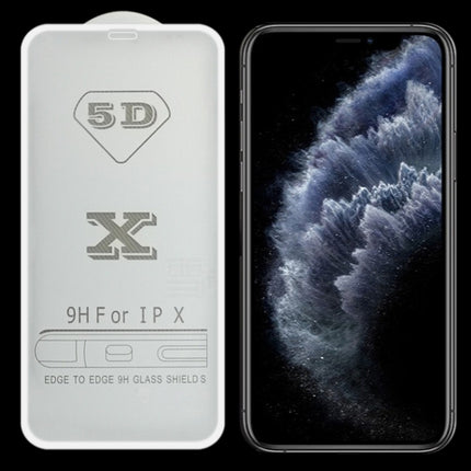 9H 5D Full Glue Full Screen Tempered Glass Film For iPhone X / XS 11 Pro(White)-garmade.com