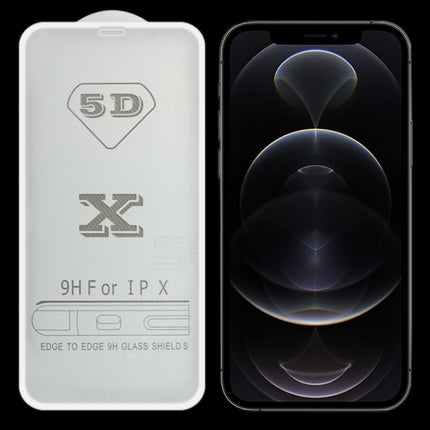9H 5D Full Glue Full Screen Tempered Glass Film For iPhone 12 / 12 Pro(White)-garmade.com