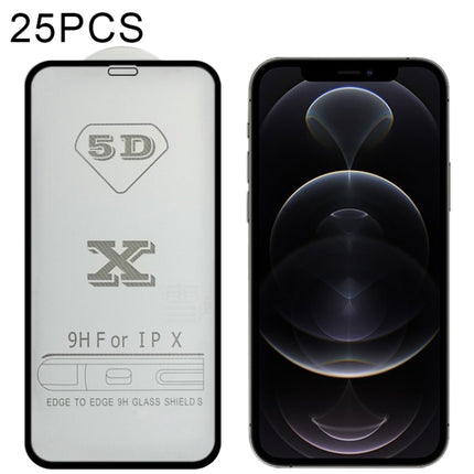25 PCS 9H 5D Full Glue Full Screen Tempered Glass Film For iPhone 12 / 12 Pro(Black)-garmade.com