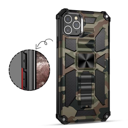 Camouflage Armor Shockproof TPU + PC Magnetic Protective Case with Holder For iPhone 11(Army Green)-garmade.com