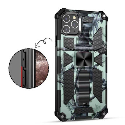 Camouflage Armor Shockproof TPU + PC Magnetic Protective Case with Holder For iPhone 11 Pro(Mint Green)-garmade.com