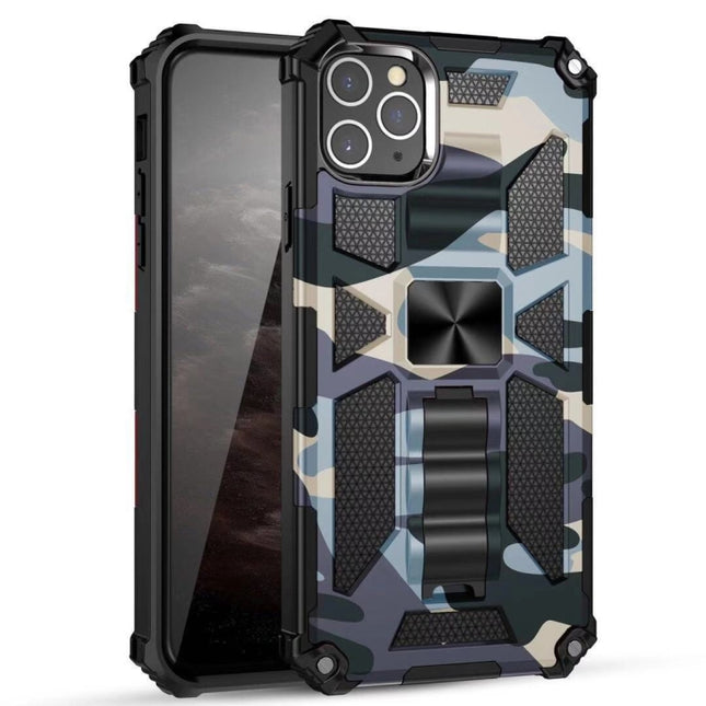 Camouflage Armor Shockproof TPU + PC Magnetic Protective Case with Holder For iPhone 11 Pro(Baby Blue)-garmade.com