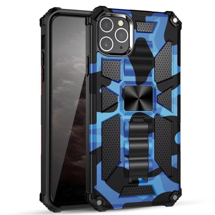 Camouflage Armor Shockproof TPU + PC Magnetic Protective Case with Holder For iPhone 11 Pro(Dark Blue)-garmade.com