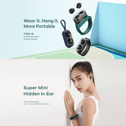Remax TWS-15 Bluetooth 5.0 Portable Wristband Style True Wireless Stereo Earphone(Green)-garmade.com