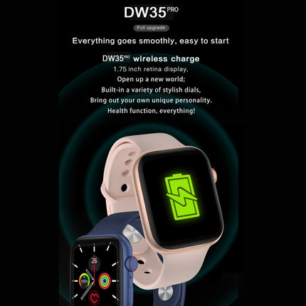 DW35PRO 1.75 inch Color Screen IPX7 Waterproof Smart Watch, Support Bluetooth Answer & Reject / Sleep Monitoring / Heart Rate Monitoring, Style: Silicone Strap(White)-garmade.com