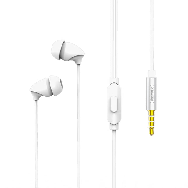 REMAX RM-588 In-Ear Stereo Sleep Earphone with Wire Control & MIC & Support Hands-free(White)-garmade.com