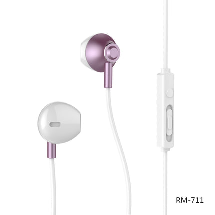 REMAX RM-711 Music Wired Earphone with MIC & Support Hands-free(Rose Gold)-garmade.com