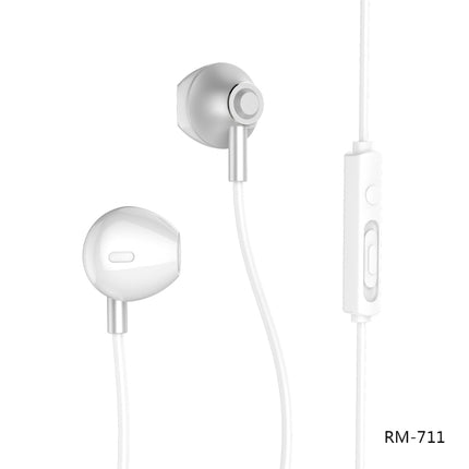 REMAX RM-711 Music Wired Earphone with MIC & Support Hands-free(Silver)-garmade.com
