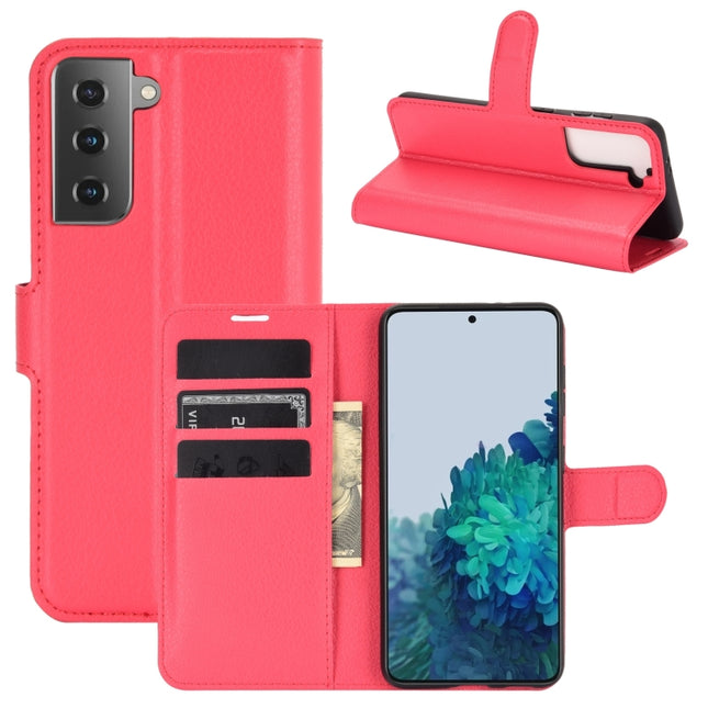 For Samsung Galaxy S21+ 5G Litchi Texture Horizontal Flip Protective Case with Holder & Card Slots & Wallet(Red)-garmade.com