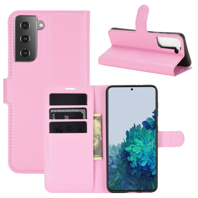 For Samsung Galaxy S21+ 5G Litchi Texture Horizontal Flip Protective Case with Holder & Card Slots & Wallet(Pink)-garmade.com