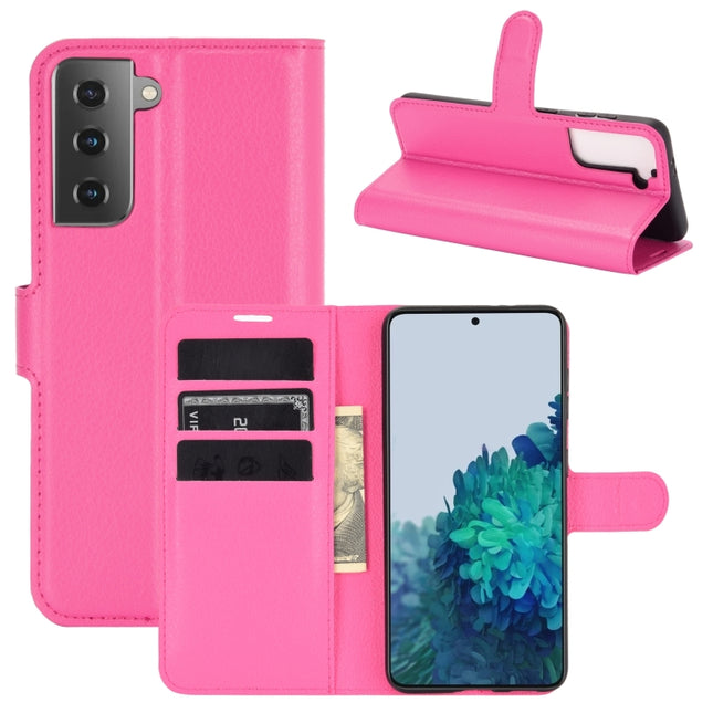 For Samsung Galaxy S21+ 5G Litchi Texture Horizontal Flip Protective Case with Holder & Card Slots & Wallet(Rose Red)-garmade.com