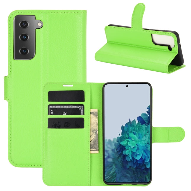 For Samsung Galaxy S21+ 5G Litchi Texture Horizontal Flip Protective Case with Holder & Card Slots & Wallet(Green)-garmade.com