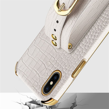 Electroplated TPU Crocodile Pattern Leather Case with Wrist Strap For iPhone XS / X(Green)-garmade.com
