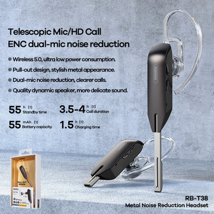Remax RB-T38 Bluetooth 5.0 Wireless Metal Noise Reduction Bluetooth Earphone(Black)-garmade.com