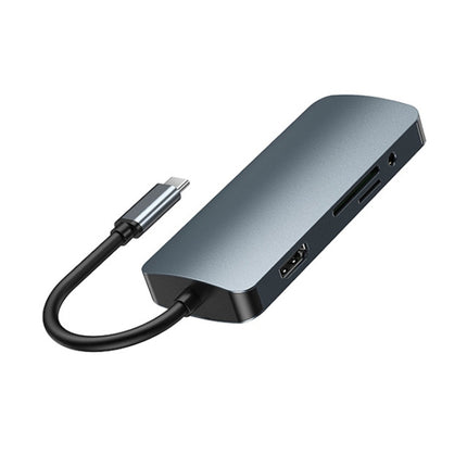 Remax RU-U91 Retor Series 9 In 1 Multi-function Type-C / USB-C HUB Docking Station(Dark Grey)-garmade.com