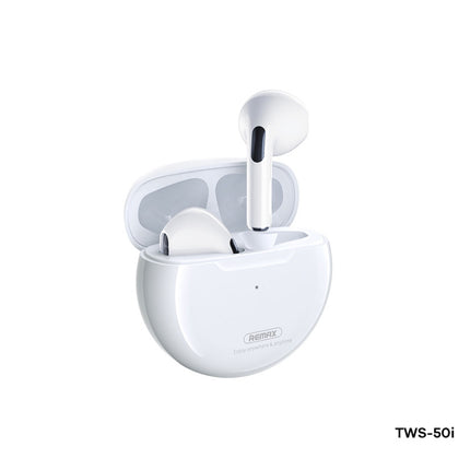 Remax TWS-50i Bluetooth 5.1 True Wireless Stereo Music Bluetooth Earphone(White)-garmade.com