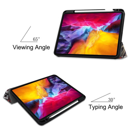 For iPad Pro 11 2022 / 2021 Colored Drawing Horizontal Flip TPU + PU Leather Tablet Case with Three-folding Holder & Sleep / Wake-up Function & Pen Slot(Graffiti)-garmade.com