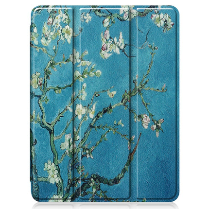 For iPad Pro 11 2022 / 2021 Colored Drawing Horizontal Flip TPU + PU Leather Tablet Case with Three-folding Holder & Sleep / Wake-up Function & Pen Slot(Apricot Flower)-garmade.com