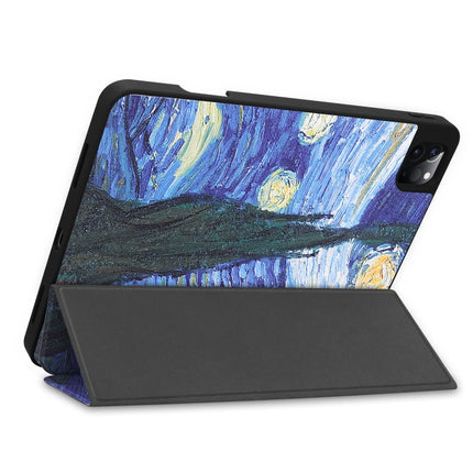 For iPad Pro 11 2022 / 2021 Colored Drawing Horizontal Flip TPU + PU Leather Tablet Case with Three-folding Holder & Sleep / Wake-up Function & Pen Slot(Starry Sky)-garmade.com