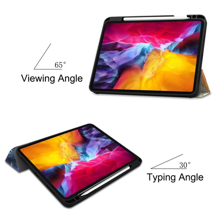 For iPad Pro 11 2022 / 2021 Colored Drawing Horizontal Flip TPU + PU Leather Tablet Case with Three-folding Holder & Sleep / Wake-up Function & Pen Slot(Starry Sky)-garmade.com