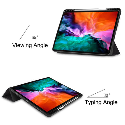 For iPad Pro 12.9 2022 / 2021 Colored Drawing Horizontal Flip TPU + PU Leather Tablet Case with Three-folding Holder & Sleep / Wake-up Function & Pen Slot(Big Eye ME)-garmade.com