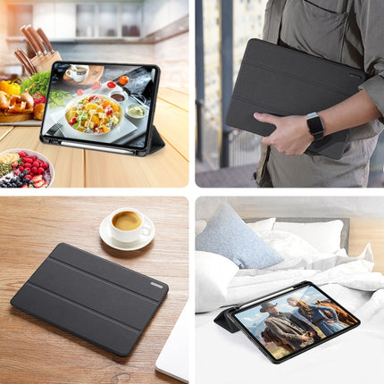For iPad Pro 11 2022 / 2021 / 2020 DUX DUCIS Domo Series Horizontal Flip Magnetic TPU + PU Leather Tablet Case with Three-folding Holder & Pen Slot & Sleep / Wake-up Function(Black)-garmade.com