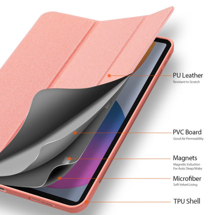 For iPad Pro 11 2022 / 2021 / 2020 DUX DUCIS Domo Series Horizontal Flip Magnetic TPU + PU Leather Tablet Case with Three-folding Holder & Pen Slot & Sleep / Wake-up Function(Pink)-garmade.com