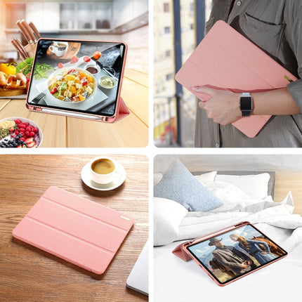 For iPad Pro 11 2022 / 2021 / 2020 DUX DUCIS Domo Series Horizontal Flip Magnetic TPU + PU Leather Tablet Case with Three-folding Holder & Pen Slot & Sleep / Wake-up Function(Pink)-garmade.com