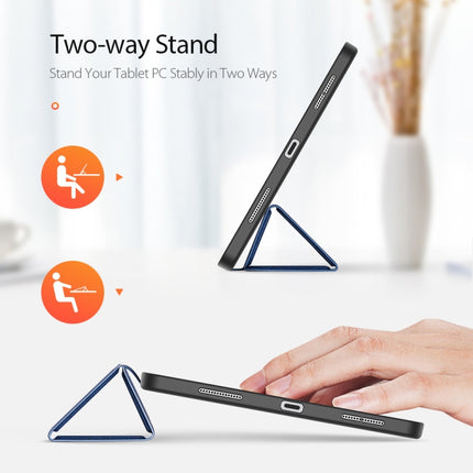 For iPad Pro 11 2022 / 2021 / 2020 DUX DUCIS Domo Series Horizontal Flip Magnetic TPU + PU Leather Tablet Case with Three-folding Holder & Pen Slot & Sleep / Wake-up Function(Blue)-garmade.com