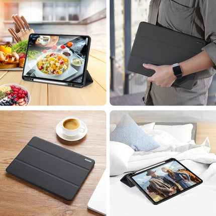 For iPad Pro 12.9 2022 / 2021 / 2020 DUX DUCIS Domo Series Horizontal Flip Magnetic TPU + PU Leather Tablet Case with Three-folding Holder & Pen Slot & Sleep / Wake-up Function(Black)-garmade.com