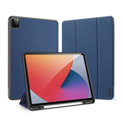 For iPad Pro 12.9 2022 / 2021 / 2020 DUX DUCIS Domo Series Horizontal Flip Magnetic TPU + PU Leather Tablet Case with Three-folding Holder & Pen Slot & Sleep / Wake-up Function(Blue)-garmade.com
