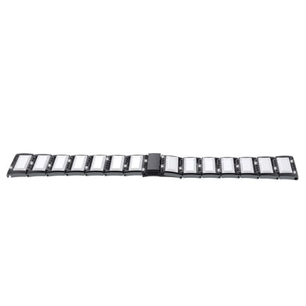 For Samsung Galaxy Watch 42mm Stainless Steel Diamond Encrusted Replacement Watchbands(Black+White)-garmade.com