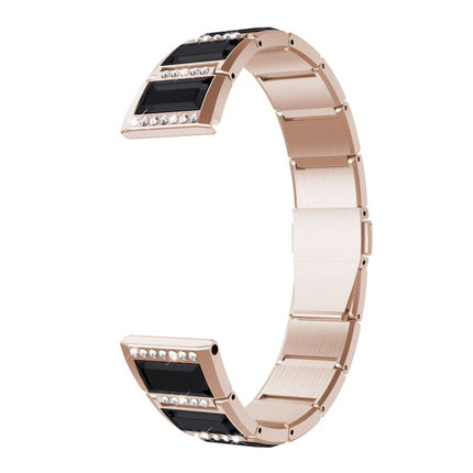 For Samsung Galaxy Watch 42mm Stainless Steel Diamond Encrusted Replacement Watchbands(Gold+Black)-garmade.com