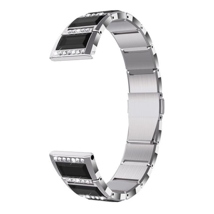 For Samsung Galaxy Watch 42mm Stainless Steel Diamond Encrusted Replacement Watchbands(Silver+Black)-garmade.com