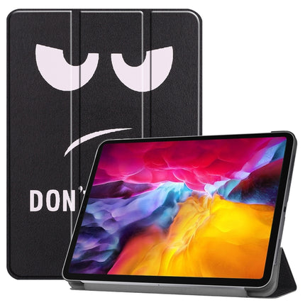 For iPad Pro 11 2022 / 2021 Colored Drawing Horizontal Flip PC + PU Leather Tablet Case with Three-folding Holder & Sleep / Wake-up Function(Big Eye ME)-garmade.com