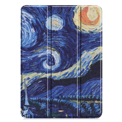 For iPad Pro 11 2022 / 2021 Colored Drawing Horizontal Flip PC + PU Leather Tablet Case with Three-folding Holder & Sleep / Wake-up Function(Starry Sky)-garmade.com