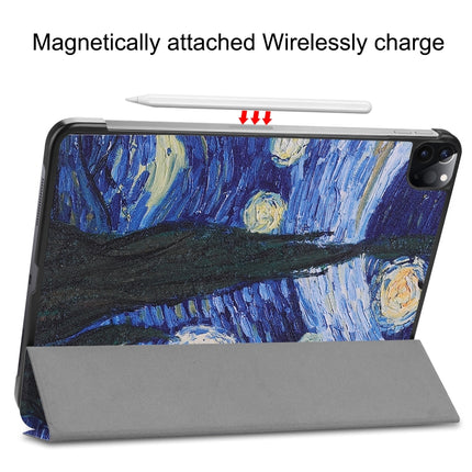 For iPad Pro 11 2022 / 2021 Colored Drawing Horizontal Flip PC + PU Leather Tablet Case with Three-folding Holder & Sleep / Wake-up Function(Starry Sky)-garmade.com