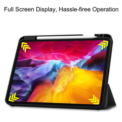 For iPad Pro 11 2022 / 2021 Pure Color Horizontal Flip TPU + PU Leather Tablet Case with Three-folding Holder & Sleep / Wake-up Function & Pen Slot(Black)-garmade.com