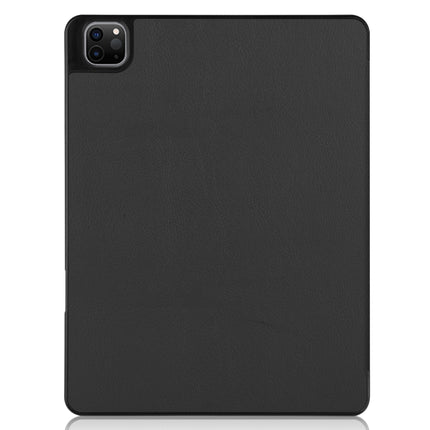 For iPad Pro 12.9 2022 / 2021 Horizontal Flip Honeycomb TPU + PU Leather Tablet Case with Three-folding Holder & Sleep / Wake-up Function & Pen Slot(Black)-garmade.com