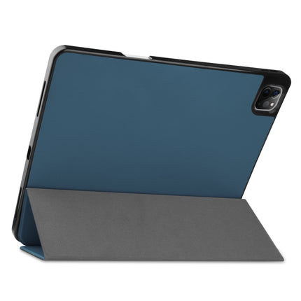 For iPad Pro 12.9 2022 / 2021 Horizontal Flip Honeycomb TPU + PU Leather Tablet Case with Three-folding Holder & Sleep / Wake-up Function & Pen Slot(Dark Green)-garmade.com