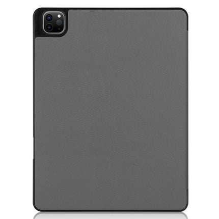 For iPad Pro 12.9 2022 / 2021 Horizontal Flip Honeycomb TPU + PU Leather Tablet Case with Three-folding Holder & Sleep / Wake-up Function & Pen Slot(Grey)-garmade.com