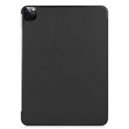 For iPad Pro 12.9 2022 / 2021 Custer Texture Horizontal Flip PU Leather Tablet Case with Three-folding Holder & Sleep / Wake-up Function(Black)-garmade.com