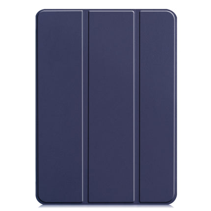 For iPad Pro 12.9 2022 / 2021 Custer Texture Horizontal Flip PU Leather Tablet Case with Three-folding Holder & Sleep / Wake-up Function(Dark Blue)-garmade.com