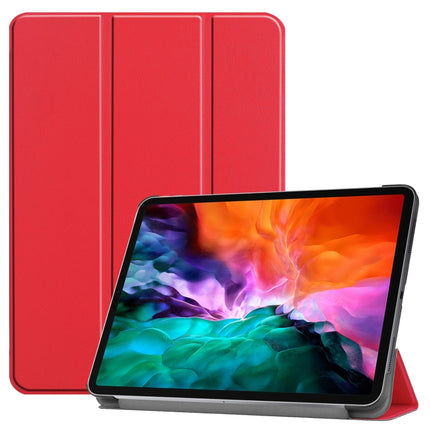For iPad Pro 12.9 2022 / 2021 Custer Texture Horizontal Flip PU Leather Tablet Case with Three-folding Holder & Sleep / Wake-up Function(Red)-garmade.com