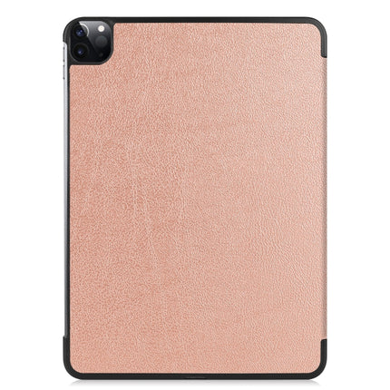 For iPad Pro 12.9 2022 / 2021 Custer Texture Horizontal Flip PU Leather Tablet Case with Three-folding Holder & Sleep / Wake-up Function(Rose Gold)-garmade.com
