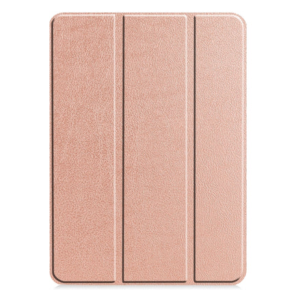 For iPad Pro 12.9 2022 / 2021 Custer Texture Horizontal Flip PU Leather Tablet Case with Three-folding Holder & Sleep / Wake-up Function(Rose Gold)-garmade.com
