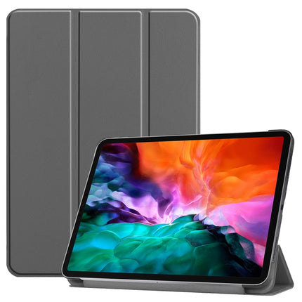 For iPad Pro 12.9 2022 / 2021 Custer Texture Horizontal Flip PU Leather Tablet Case with Three-folding Holder & Sleep / Wake-up Function(Grey)-garmade.com