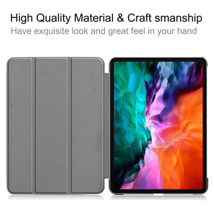 For iPad Pro 12.9 2022 / 2021 Custer Texture Horizontal Flip PU Leather Tablet Case with Three-folding Holder & Sleep / Wake-up Function(Grey)-garmade.com