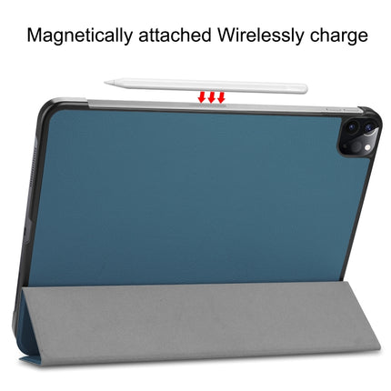 For iPad Pro 12.9 2022 / 2021 Custer Texture Horizontal Flip PU Leather Tablet Case with Three-folding Holder & Sleep / Wake-up Function(Dark Green)-garmade.com