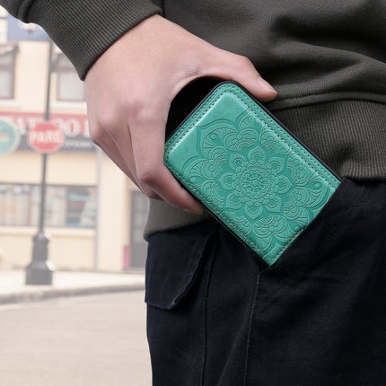 Flower Embossing Pattern Shockproof Protective Case with Holder & Card Slots & Photo Frame For iPhone XS / X(Green)-garmade.com
